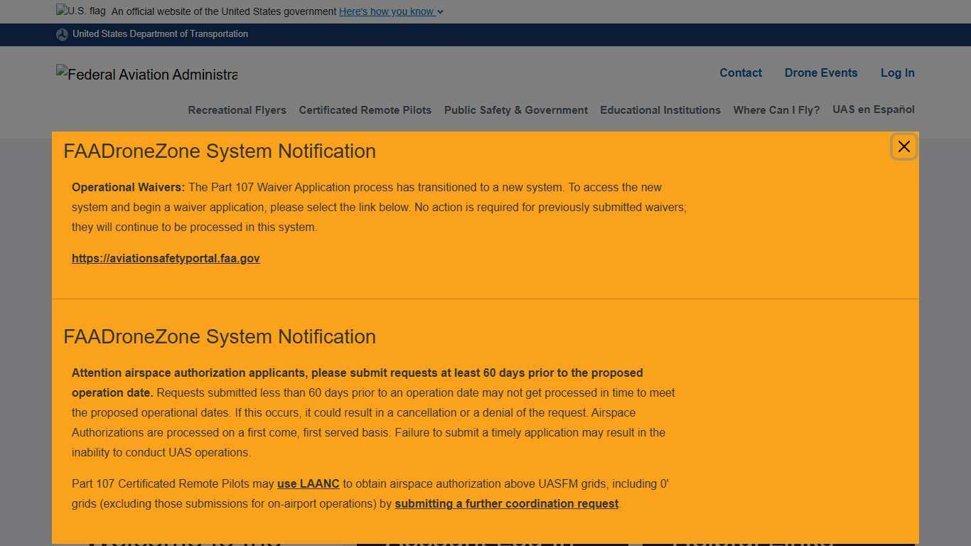 FAADroneZone Access - Home