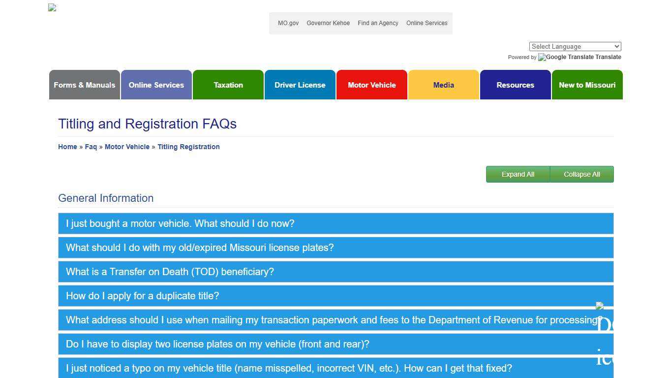 FAQs - Motor Vehicle Licensing